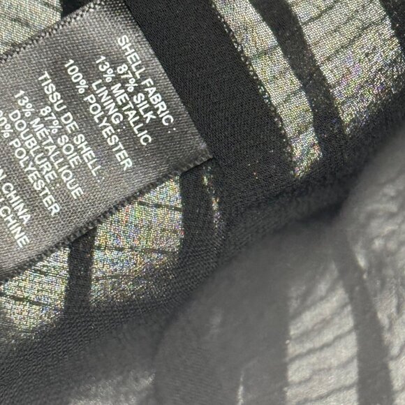 Rebecca Taylor Black silver Metallic Ruffle Camisole sleeveless Top Size 4 - Picture 6 of 9